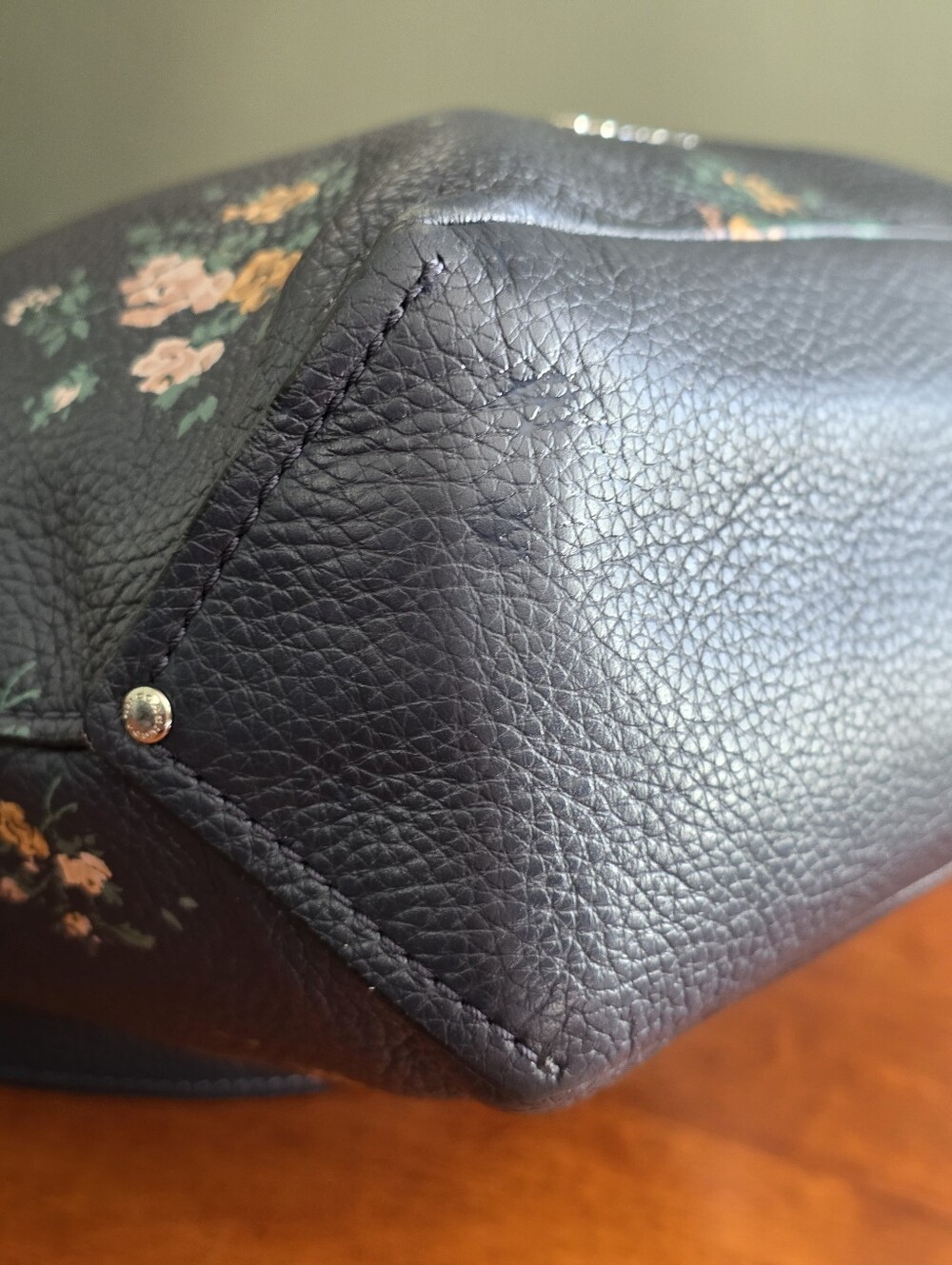 Coach 91022 Mini Abby Duffle Rose Bouquet Print Navy Leather Crossbody Bag - Picture 9 of 16